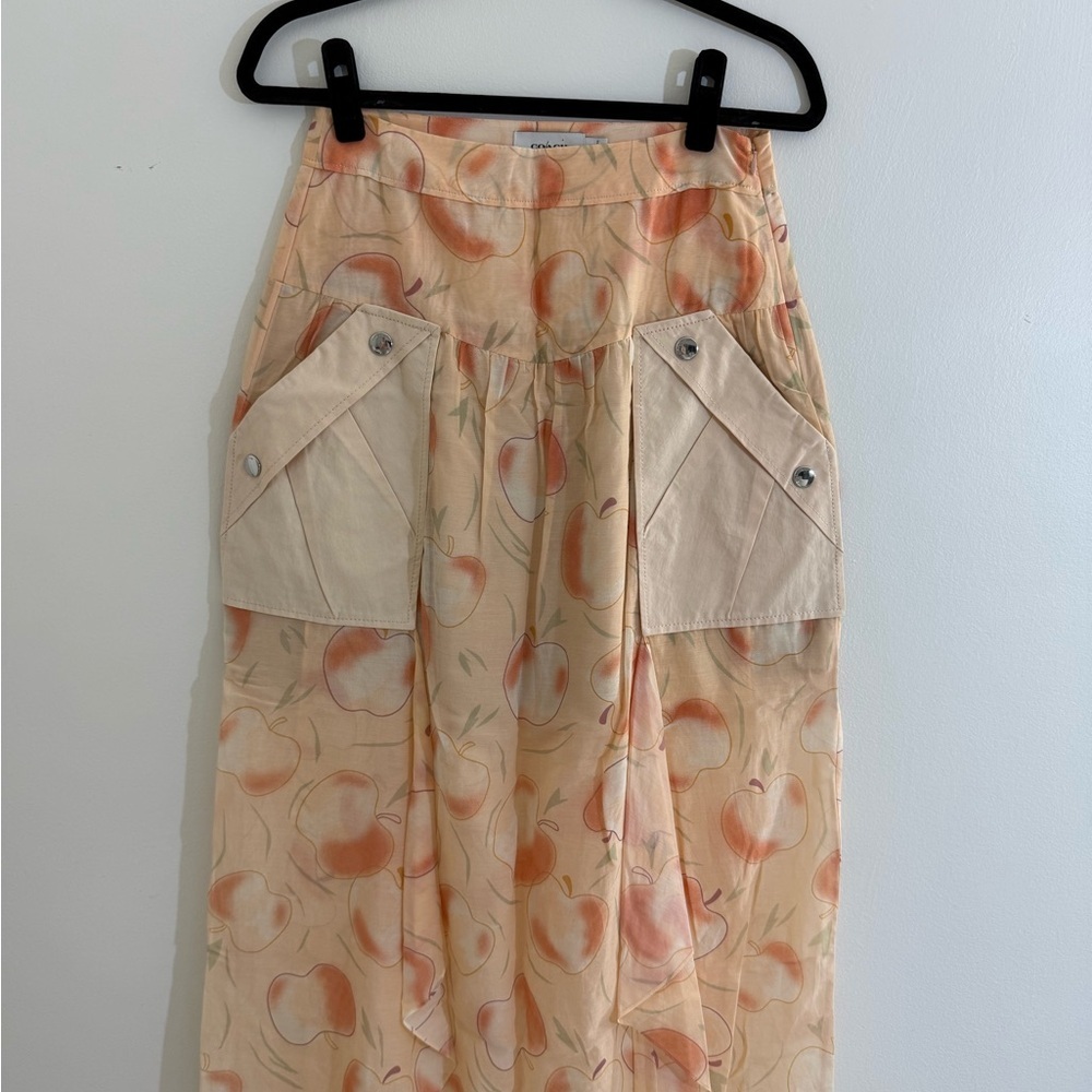 Coach Size 2 Peach and Cream Floral Midi Skirt